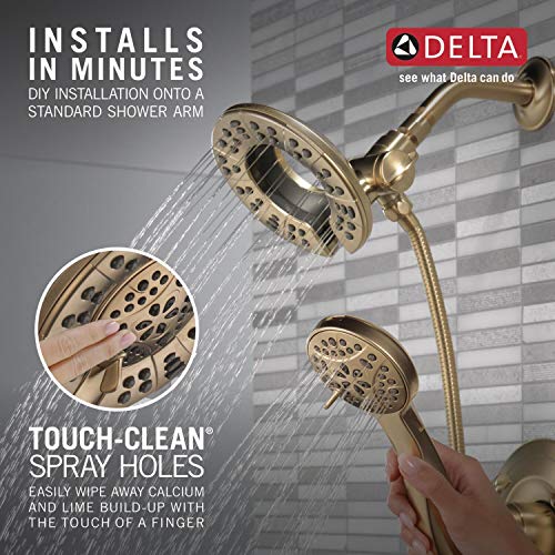 Delta Arvo 14 Series Brushed Gold Bathtub Shower Faucet Set with In2ition 2-in-1 Dual Shower Head with Handheld Spray Combo, Valve Trim Kit, Champagne Bronze 144840-CZ-I (Valve Included) - color: Champagne Bronze