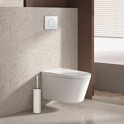 BGL White Toilet Brush and Holder,Stainless Steel Toilet Brushes for Bathroom with Holder - color: White