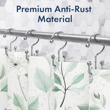 Bathway Shower Curtain Hooks Chrome Shower Curtain Rings, 12 Pcs Double Hook Shower Curtain Hooks Rings Shower Curtain Hangers Rust Proof, Metal Shower Hooks for Bathroom Shower Curtain Rod - color: Chrome, style: Minimalist