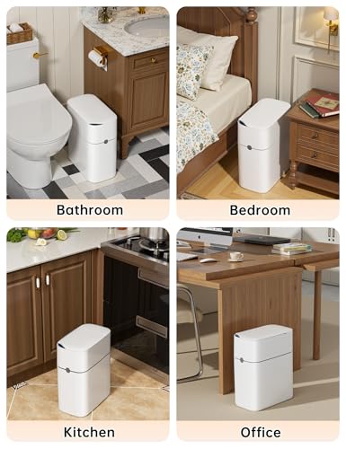 CTIME Touchless Automatic Bathroom Trash Can with Lid for Bathroom | Touchless trash can, Motion sensor,Waterproof trash can, Bathroom trash bin,Odor sealing, Bathroom privacy,Space-saving - size: Small