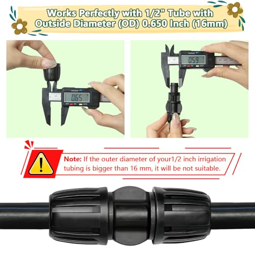13 Pcs 1/2 Inch Drip Irrigation Coupling Fittings, Drip Line Lock Nut Barbed Coupler Connectors For 1/2 Inch Drip Tubing (0.60"-0.65" OD) Garden Irrigation System Anti-drop Connection Parts - size: 1/2 inch Coupling