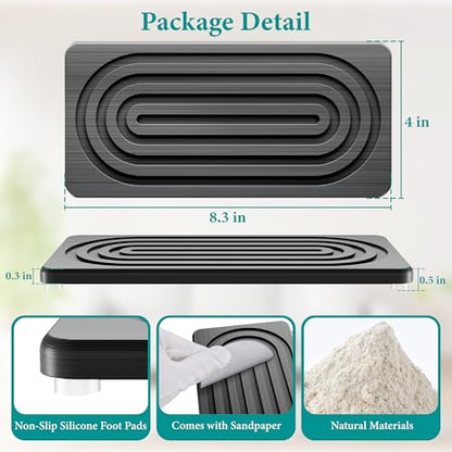 Water Absorbing Stone Tray, Quick Drying Diatomite Bathroom Tray Countertop, Stone Drying Mat for Kitchen Counter, Soap Dish Dispenser Vanity Organizer, Dark Grey-A-8.3" x 4" - color: 8.3" X 4"-dark Grey-a