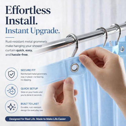 EHZNZIE Light Blue Shower Curtain Liner 72x72, PEVA Waterproof Bath Curtain, No Chemical Smell, 3 Weighted Magnets, Durable with Rustproof Metal Grommets - color: Light Blue, size: 72"W x 72"L (Pack of 1)