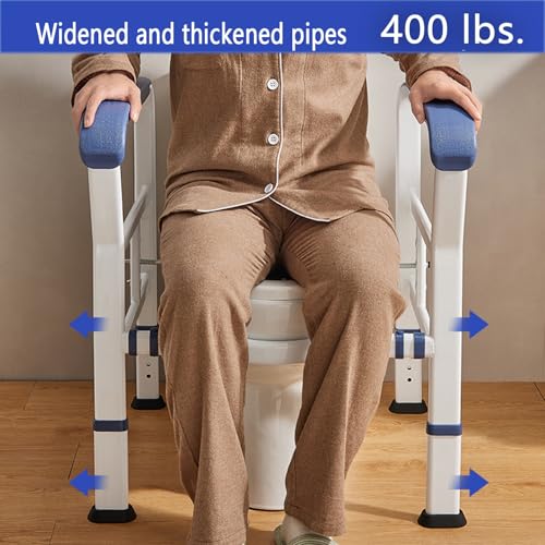 Toilet Safety Rails Foldable Stand Alone Toilet Frame Adjustable Height with Easy Installation Bathroom Toilet Seat for Seniors Arthritis Sufferers Injured Surgery Recovery