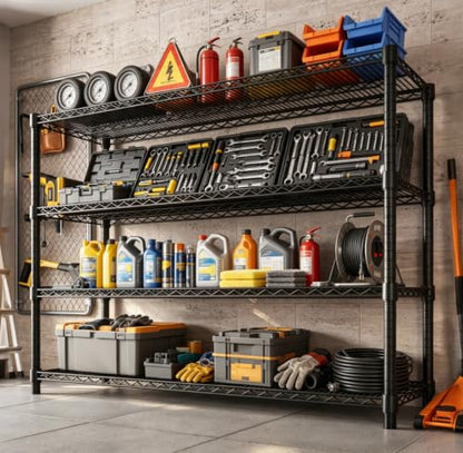 Garvee 4-Tier Wire Shelving 2560LBS Heavy Duty Storage Shelves Garage Rack | - size: 47.2"W x 63"H x 17.7"D