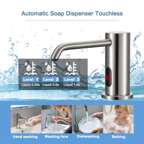 Automatic Soap Dispenser Touchless Liquid Built in Electric Soap Dispenser | Built In Sink Electric Liquid Dispenser Comes With Bottle and Pump Suitable For Household And Commercial Daily Use - color: Liquid-brushed Nickel