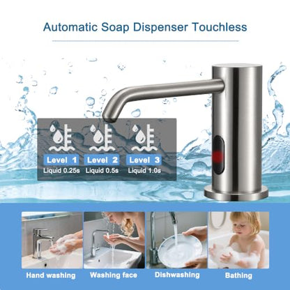 Automatic Soap Dispenser Touchless Liquid Built in Electric Soap Dispenser | Built In Sink Electric Liquid Dispenser Comes With Bottle and Pump Suitable For Household And Commercial Daily Use - color: Liquid-brushed Nickel