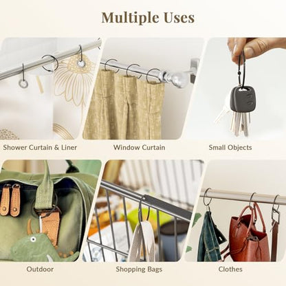 Bathway Shower Curtain Rings, Bathway Shower Curtain Hooks, Black Shower Curtain Rings Rust Proof, Anti-Drop Shower Rings for Curtain, Shower Hooks for Shower Curtain Rod Bathroom Curtain Rings - color: Black, style: Classic Round