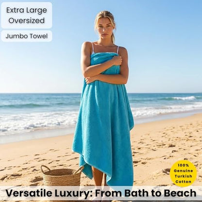 SALBAKOS Luxury 100% Turkish Cotton Bath Sheet 40x80 (1-Piece, Aqua Blue) | Extra Large Jumbo Oversized Bathroom and Beach Towel, Super Soft Highly Absorbent Thick Premium Hotel Quality, Made in Turkey - color: Aqua, size: Jumbo Bath Sheet