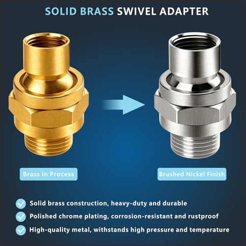 Voolan Solid Metal Shower Head Swivel Ball Adapter, Adjustable Pivot Ball To Adjust Showerhead Angle, Universal Connector Joint Fits Fixed, Hand Held & Rain Shower, Brushed Nickel - color: Brushed Nickel