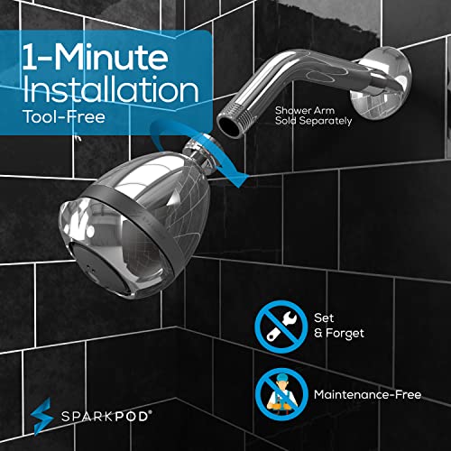 SparkPod High Pressure Shower Head, 3 Inch Fixed Showerhead, Chorme | Rain, Pulsating & Combo Modes, Helps Boosts Low Water Pressure, Anti-Clog Nozzles, Easy Install - color: 1. Luxury Polished Chrome