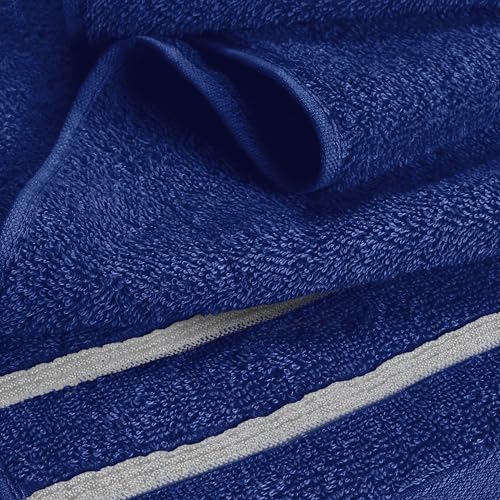MyOwn Ultra Soft 6 Pack Cotton Towel Set, Contains 2 Bath Towels 28x55 inch, 2 Hand Towels 16x24 inch & 2 Wash Coths 12x12 inch, Ideal Everyday use, Compact & Lightweight - Navy Blue, 71661 - color: Navy Blue, size: 6-Piece Towel Set