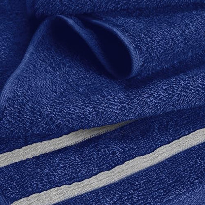 MyOwn Ultra Soft 6 Pack Cotton Towel Set, Contains 2 Bath Towels 28x55 inch, 2 Hand Towels 16x24 inch & 2 Wash Coths 12x12 inch, Ideal Everyday use, Compact & Lightweight - Navy Blue, 71661 - color: Navy Blue, size: 6-Piece Towel Set