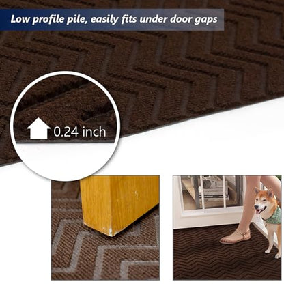 Runner Rug Non-Slip Indoor/Outdoor, 1FT x 5FT Rubber Back Carpet Mat for Hallway Stairs Kitchen Entryway Laundry Bathroom Office, Low Profile Anti-Skid Durable Floor, Brown