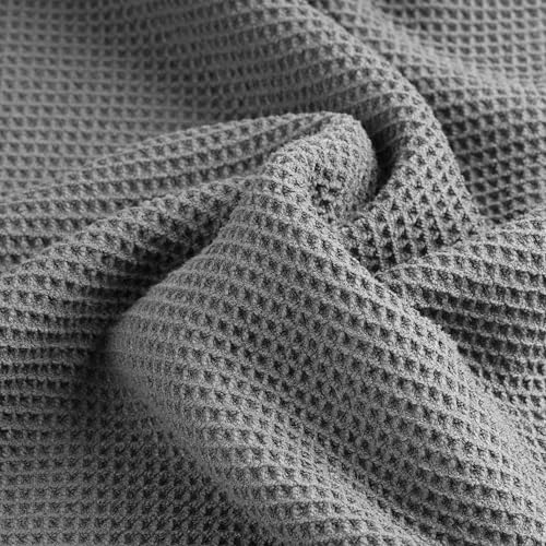 POLYTE 380 GSM Poly Blend Microfiber Quick Dry Waffle Bath Towel, 30x60 in | 2 Pack, Oversize, Lint Free, Body Towel - color: Gray
