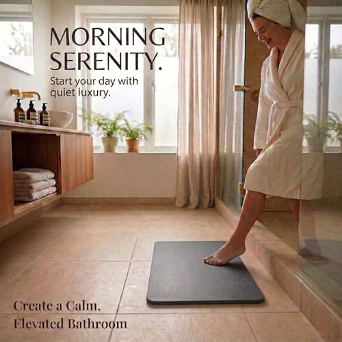Stone Bath Mat – Diatomaceous Earth Quick Drying Non-Slip Bathroom Mat – Absorbent Diatomite Shower Mat, Durable & Easy to Clean, Modern, 23.6" x 15.3", (Slate Grey - Sora) - color: Slate Grey - Sora