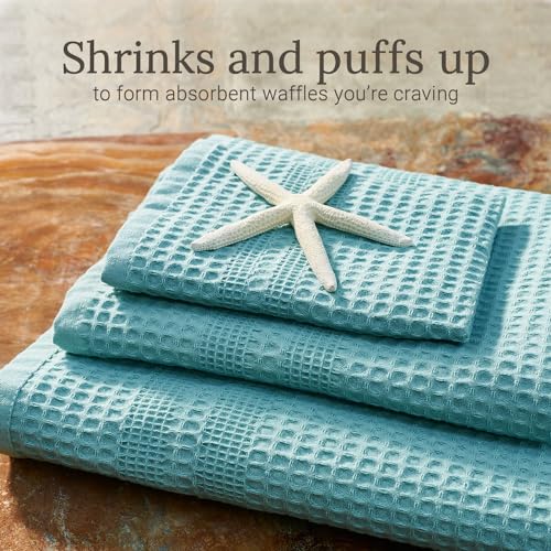 GILDEN TREE Waffle Towel Set Quick Dry Thin | 2 Bath Towels | 2 Hand Towels | 2 Washcloths, Classic Style (Seafoam) - color: Seafoam, size: Bath Towel Set