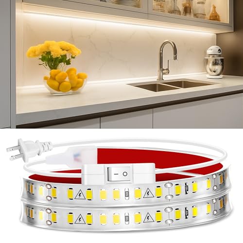 maylit Under Cabinet Strip Lighting Plug in 36in, Ultra Bright Small LED Light Bar, 2700K Warm White, Wired Lights for Kitchen Cabinet, Counter, Workbench, Desk, Closet, Shelf, Indoor - color: Warm White, size: 36in