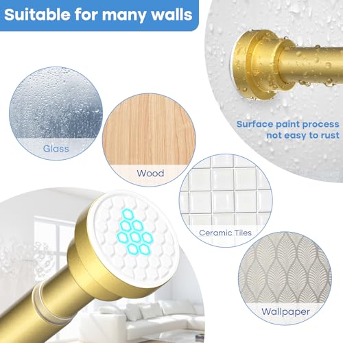 Shower Curtain Rod 45-77 Inch Gold Shower Rod Tension Rod Adjustable | Curtain Rod No Drilling Tension Curtain Rod Shower Rods for Bathroom Tension Shower Curtain Rod - color: Gold, size: 45" to 77"-1Pcs