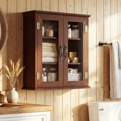 ChooChoo Bathroom Wall Cabinet, Medicine Cabinet with Acrylic Doors, Wall Mounted Over The Toilet Storage Cabinet with Adjustable Shelves for Bathroom, Kitchen, and Laundry Room, Walnut - color: Walnut