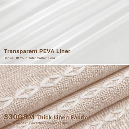 BTTN 3 in 1 Shower Curtain with Liner, 80 Inch Long Boho Linen Striped Cloth Shower Curtain Set with Hook, Large Modern Farmhouse Bohemian Waterproof Fabric Shower Curtain for Bathroom, Taupe, 72x80 - color: Taupe With Liner, size: 72"W x 80"L (Pack of 1)