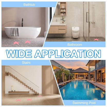 PATIKIL Bathtub Non Slip Stickers 3.86x3.86 Inch, 6 Pack Starfish Safety Shower Floor Anti Slip Stickers with Adhesive Decals Scraper for Bath Tub Shower Floor Stair, Pink - color: Pink