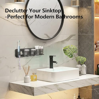 Electric Toothbrush Holder Wall Mounted - Aluminum, 3-Slot, Gray | Rust-proof Aluminum, Built-in Shelf. No-drill Mount. Holds 2 Brushes. Perfect Small Bathroom Storage - size: 3 Slots