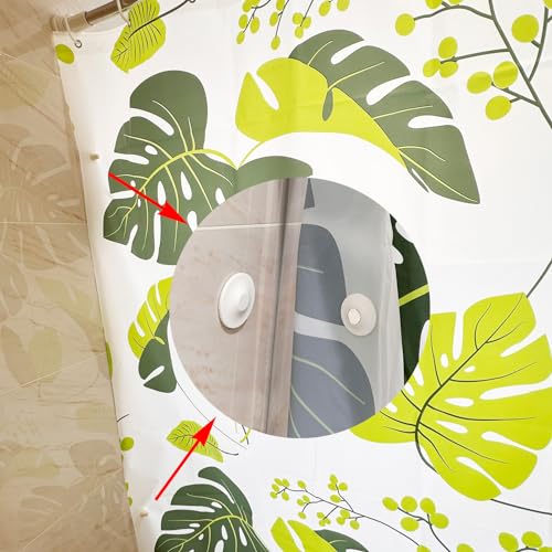 Magnetic Shower Curtain Clips, Nail-Free Sealant Glue Splash Guard Clips, Keep Curtain Liner Closed to Wall, Stop Liner from Billowing, Prevent Water Off Floor, White, Pack of 8