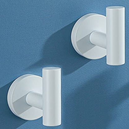 White Towel Hooks Coat Robe Hook for Bath and Kitchen,Bathroom Hardware Accessories, SUS 304 Stainless Steel Wall Hook 2 Count - color: White