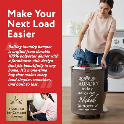 Laundry Trolley 360 - color: Brown, size: Swivel Wheels