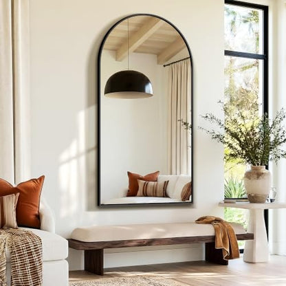 Arched Bathroom Mirror, Black, 55"x30" - color: Black, size: 55"L x 30"W