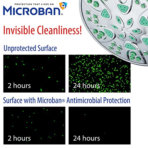 AquaDance Antimicrobial – Anti-Clog High-Pressure 6-Setting Shower Head with Microban Nozzle Protection from Growth of Mold, Mildew & Bacteria for Stronger Shower! 4" Coral Green | More Power, Better Shower Hygiene! Lifetime Antimicribial Nozzle Protectio