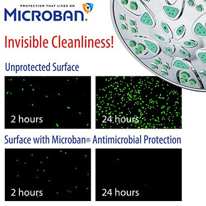 AquaDance Antimicrobial – Anti-Clog High-Pressure 6-Setting Shower Head with Microban Nozzle Protection from Growth of Mold, Mildew & Bacteria for Stronger Shower! 4" Coral Green | More Power, Better Shower Hygiene! Lifetime Antimicribial Nozzle Protectio