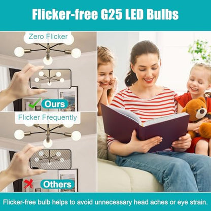 8 Pack G25 LED Globe Light Bulbs 4000K Natural Daylight, E26 Base Bathroom Light Bulb, 60W Incandescent Equivalent, Vanity Mirror Round Light Bulbs, 500LM, Non-Dimmable - color: 4000k(natural Daylight), size: 8 Count (Pack of 1)