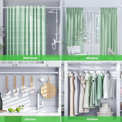 Ausemku Shower Curtain Rod 32-50 Inch Adjustable - 1 Inch Diameter Heavy Duty No drill Spring Tension Shower Rod, Non-Slip Rustproof Telescopic Rod for Bathroom, White - color: White, size: 32-50 Inches