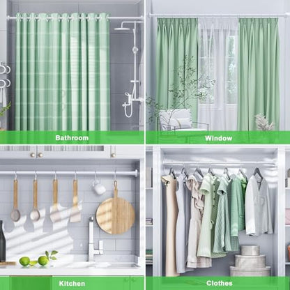 Ausemku Shower Curtain Rod 32-50 Inch Adjustable - 1 Inch Diameter Heavy Duty No drill Spring Tension Shower Rod, Non-Slip Rustproof Telescopic Rod for Bathroom, White - color: White, size: 32-50 Inches