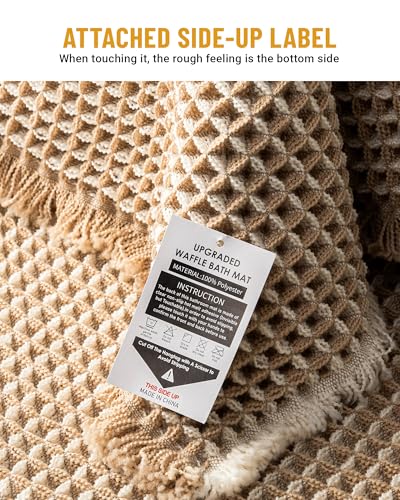 Furicher Large Waffle Bath Mat Set, Non Slip Bathroom Mat Set 2 Piece, Ultra Absorbent Bath Mats, Machine Washable Bath Rugs, Brown & White, 20"×47" and 16"×24" - color: Brown-white