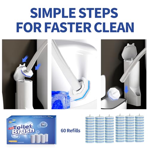 60pc Refills Disposable Toilet mats Brush Cleaning System, Toilet Cleaning Brush, 60 Replacement Brush Heads, No Handle or Base，Toliet Refills,Toilet Bowl Clean Refill Pads,Toilet Scrubber Refill - style: 60 refflls（Without handle）