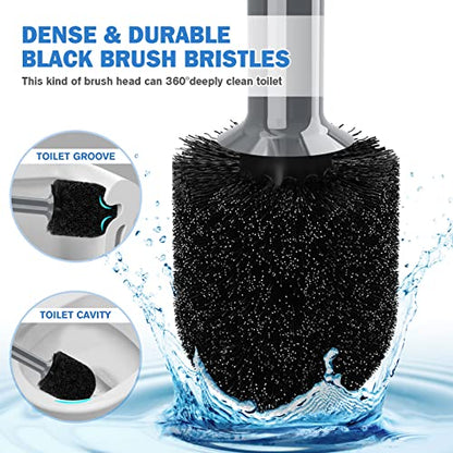 TRENTI Toilet Plunger and Brush with Holder, Bowl Brush and Heavy Duty Toilet Plunger Set for 5.7-inch Toilet Drain, 2-in-1 Bathroom Cleaning Combo with Modern Caddy Stand (Gray) | Toilet Plunger and Brush with Holder, Bowl Brush and Heavy Duty Toilet Plu