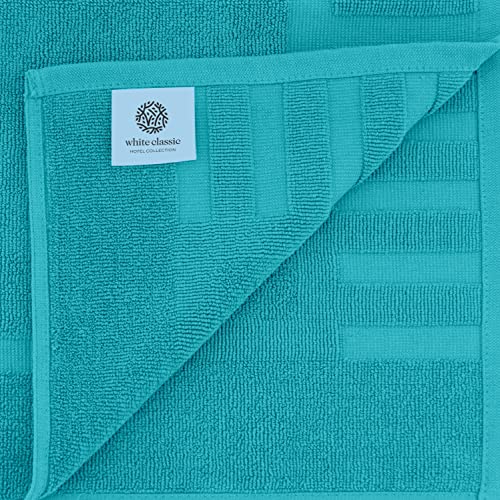 White Classic Luxury Bath Mat Floor Towel Set - Absorbent Cotton Hotel Spa Shower/Bathtub Mats [Not a Bathroom Rug] 22"x34" | 2 Pack | Aqua - color: 12: Aqua