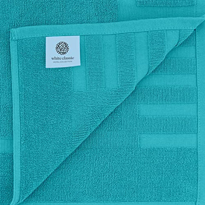 White Classic Luxury Bath Mat Floor Towel Set - Absorbent Cotton Hotel Spa Shower/Bathtub Mats [Not a Bathroom Rug] 22"x34" | 2 Pack | Aqua - color: 12: Aqua