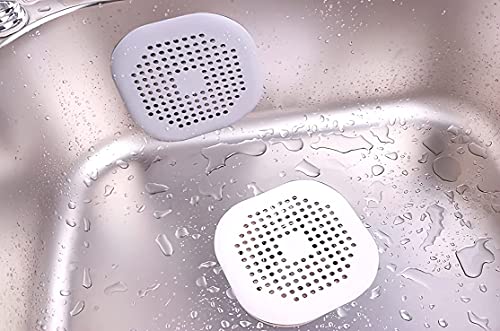 2 Pieces Shower Drain Hair Catcher Bathtub Stopper, Home Protectors with Sucker Water Trap Sink Cover for Bathroom Bathtub and Kitchen (Grey,White) - color: Grey,white