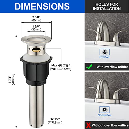 2 Handle Bathroom Sink Faucet, with Pop up Drain & Supply Lines, 4 Inch Centerset Brushed Nickel Faucet for Lavatory Bathroom Sink, Professional Modern Vessel Deck Mount Vanity rv Faucet | 4 Inch Centerset Faucet for Lavatory Bathroom Sink, Professional M