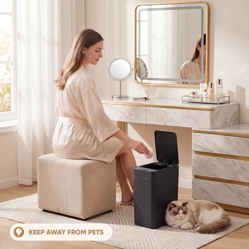 Furmax 2.5 Gal Bathroom Trash Cans with Lid, Touchless Motion Sensor 2 Pack | Small Smart Wastebaskets Waterproof Plastic Garbage Cans for Office, Kitchen - color: Black