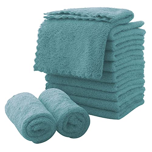 MOONQUEEN Microfiber Facial Cloths Fast Drying Washcloth 12 Pack - Premium Soft Makeup Remover Cloths - Teal - color: Teal, size: 12x12 Inch (Pack of 12)