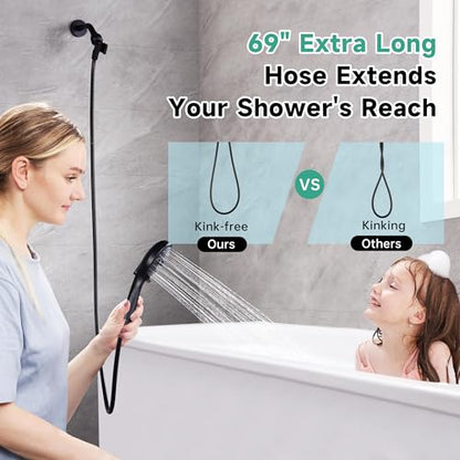 BRIGHT SHOWERS High Pressure Shower Head with Handheld, 9 Spray Settings Showerhead Built in Power Wash to Clean Tub and Pets, Extra Long 69" Hose, Adjustable Bracket, Oil-Rubbed Bronze - color: Oil Rubbed Bronze, style: 1.8 GPM | 9 Modes