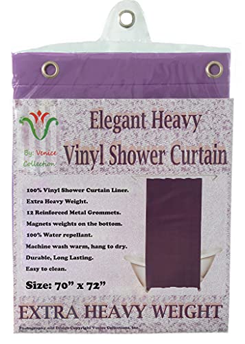 Elegant Heavy Duty Vinyl Shower Curtain Liner with 12 Metal Grommets Purple - color: Purple