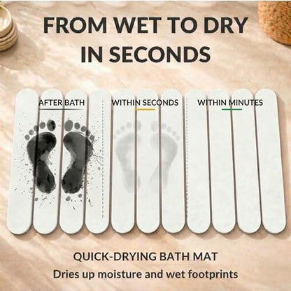 Foldable Stone Bath Mat Large 30" x 17" – Diatomaceous Earth Quick Drying Non-Slip Bathroom Mat – Super Absorbent Diatomite Mat, Durable & Easy to Clean, Modern (White, Large 30" x 17") - color: White