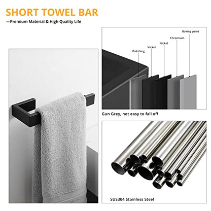 Fapully 4-Piece Bathroom Hardware Accessory Set Matte Black | with 24" Towel Bar Towel Ring Paper Holder Robe Hook - color: Matte Black, style: 4 Piece
