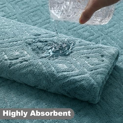 Smuge 18-Piece Bath Towel Set, Include 6 Bath Towel Sheets, 6 Hand Towels and 6 Washcloths - Highly Absorbent Quick Dry 100% Microfiber,Ultra Soft Bathroom Towel Set (Green Pine) - color: Green Pine, size: 18 Pcs Bath Towel Set